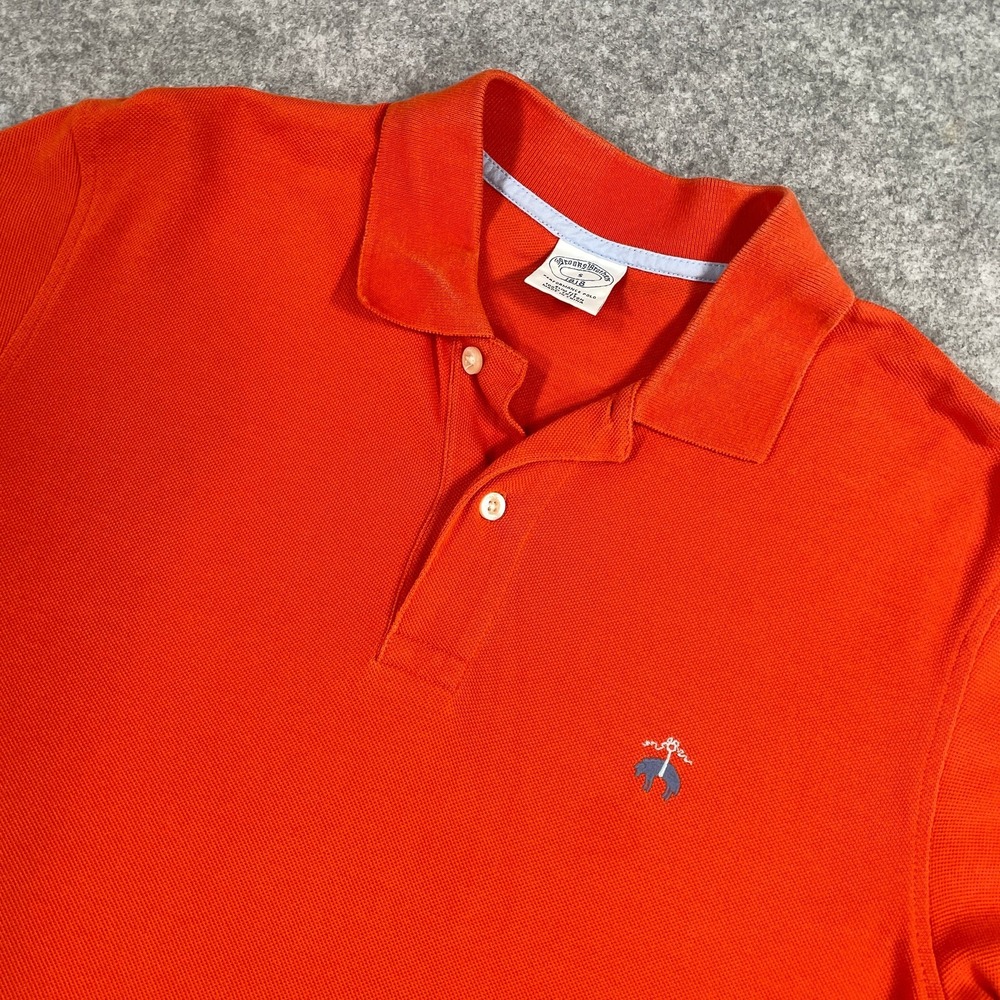 Brooks Brothers Mens Polo Shirt S Orange Short Sleeve Office Business Slim Golf